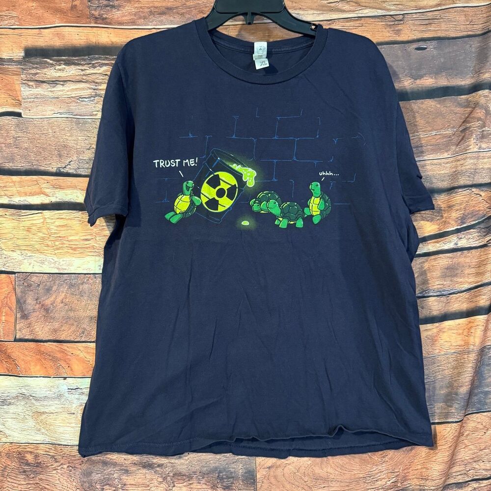 Funny TMNT Parody T-Shirt XL Navy Blue Ninja Turtles Origin Ooze Graphic Tee